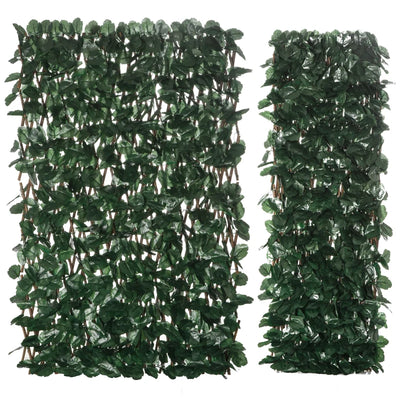 Outsunny Siepe Artificiale a 2 Sezioni da 356 Foglie di Edera, in Poliestere e Rattan, 200x100 cm, Verde e Marrone