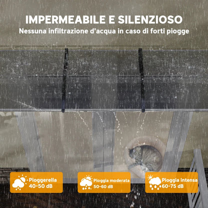 Outsunny Tettoia per Esterni Curva con Viti e Bulloni Inclusi, in Policarbonato, PP e Alluminio, 122x89x24 cm
