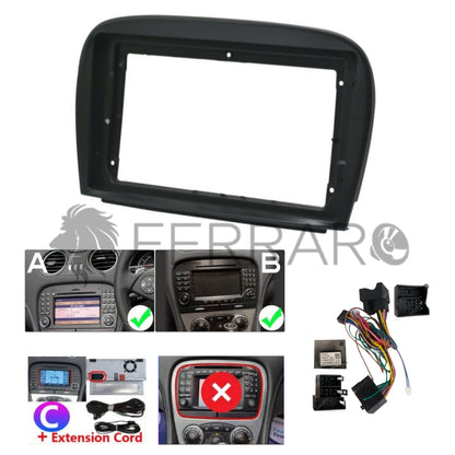 Kit Montaggio Autoradio 9"Pollici Mercedes Classe SL R230 (2001-2011), Mascherina, Cablaggio per Autoradio Android
