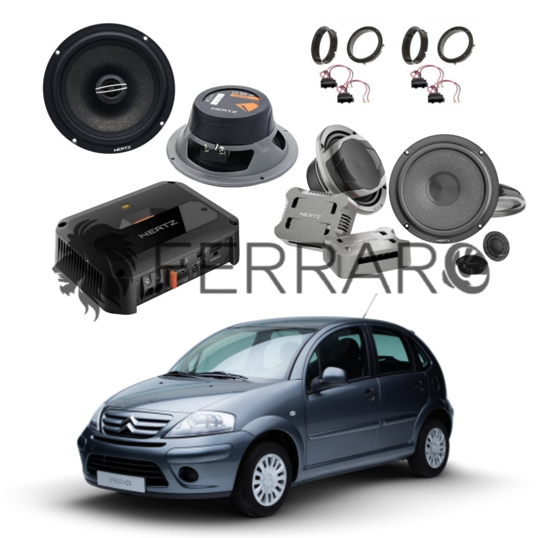 Hertz Sound Amplificatore CP 4.800 4 Canali 4x190w, CK 165, CX 165, Set Cavi, per Citroen C3 (2001+)