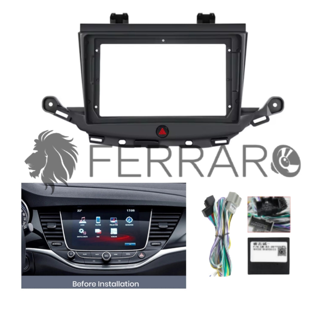 Kit Montaggio Autoradio 9"Pollici Opel Astra K (2015-2019), Mascherina, Cablaggio per Autoradio Android