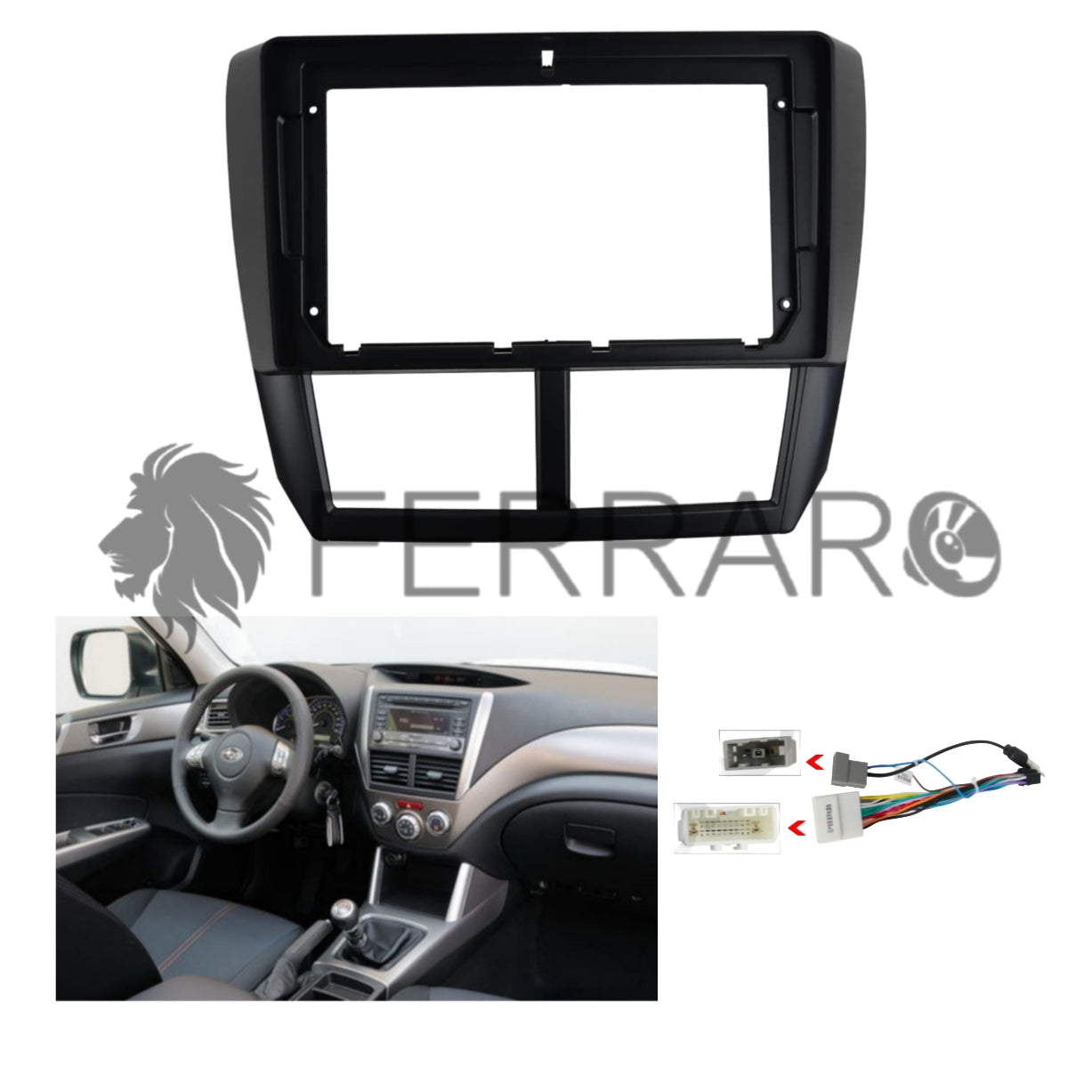 Kit Montaggio Autoradio 9"Pollici Subaru Forester 3 (2008-2011), Mascherina, Cablaggio per Autoradio Android