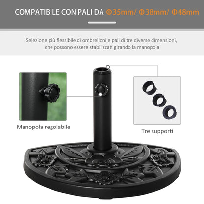 Outsunny Base per Ombrellone da Giardino con Palo da 35mm / 38mm / 48mm Cemento Φ50x32x32cm