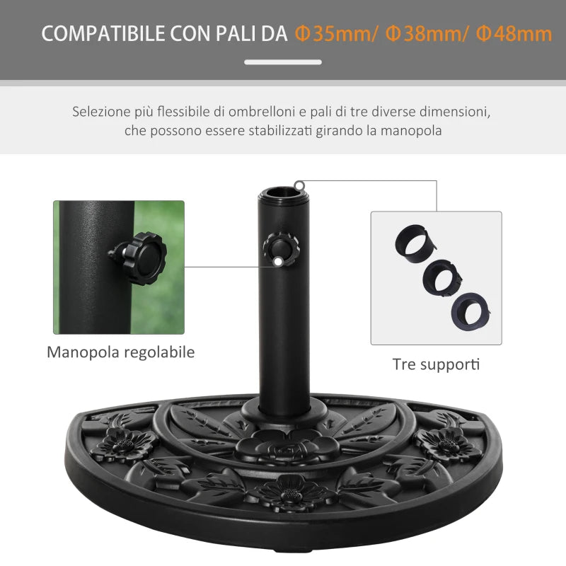 Outsunny Base per Ombrellone da Giardino con Palo da 35mm / 38mm / 48mm Cemento Φ50x32x32cm