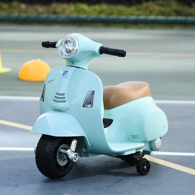 HOMCOM Moto Elettrica per Bambini Licenza Ufficiale Vespa Batteria 6V, Fari e Clacson, Età 18-36 mesi, Verde