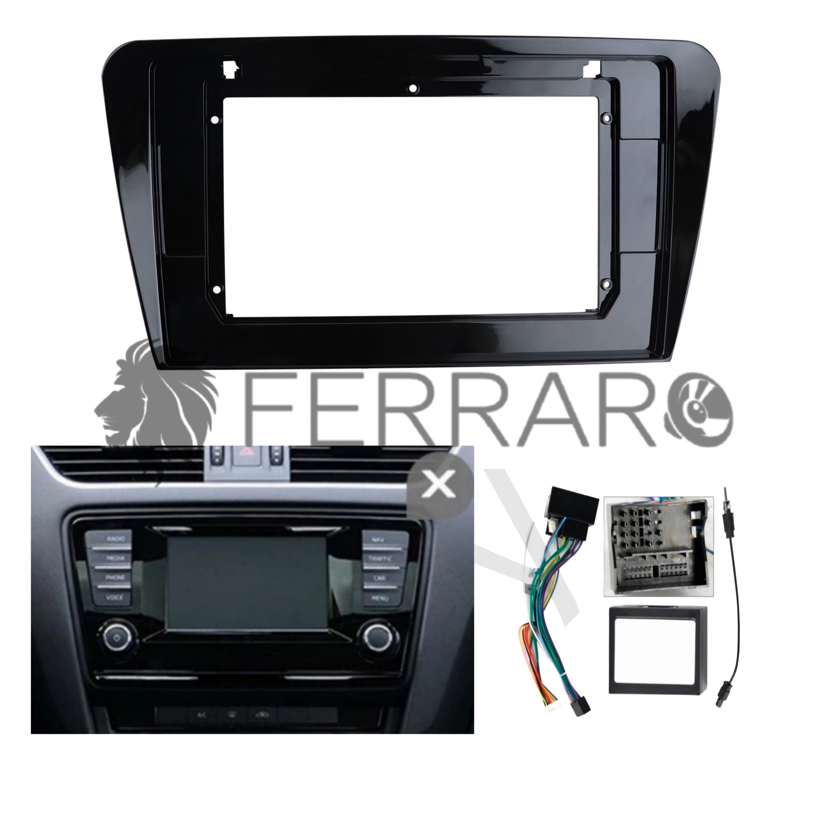 Kit Montaggio Autoradio 10.1"Pollici Skoda Octavia (2012-2019) Mascherina, Cablaggio Autoradio Android