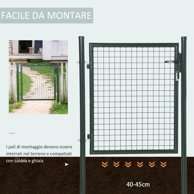 HOMCOM Cancello da Giardino in Acciaio con Serratura e 3 Chiavi, 97x150cm, Verde