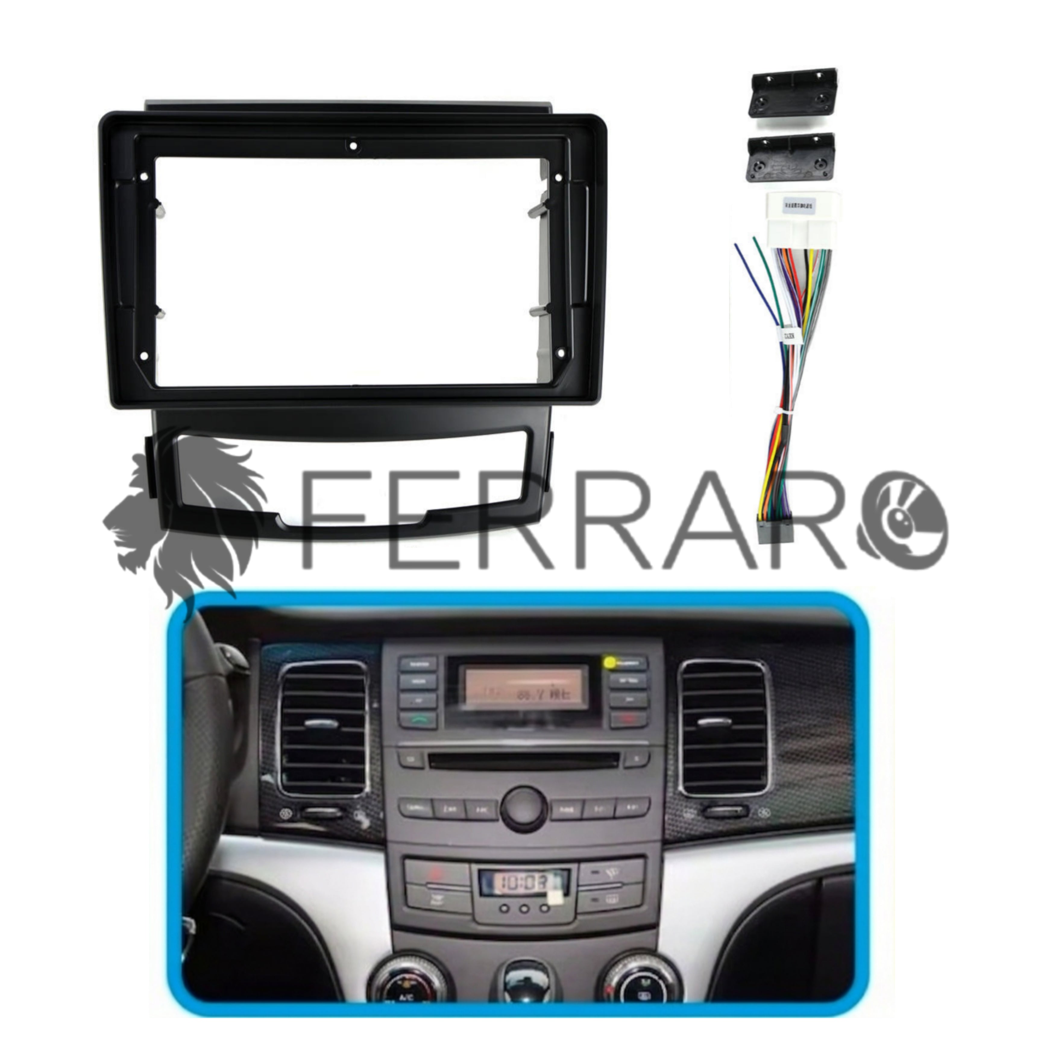 Kit Montaggio Autoradio 9"Pollici SsangYong Korando (2010-2013) Mascherina, Cablaggio per Autoradio Android