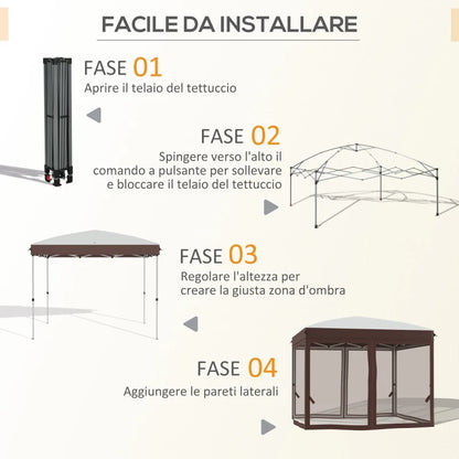 Outsunny Gazebo da Giardino 3x3 m con Zanzariera e Borsa da Trasporto con Ruote, Color Crema