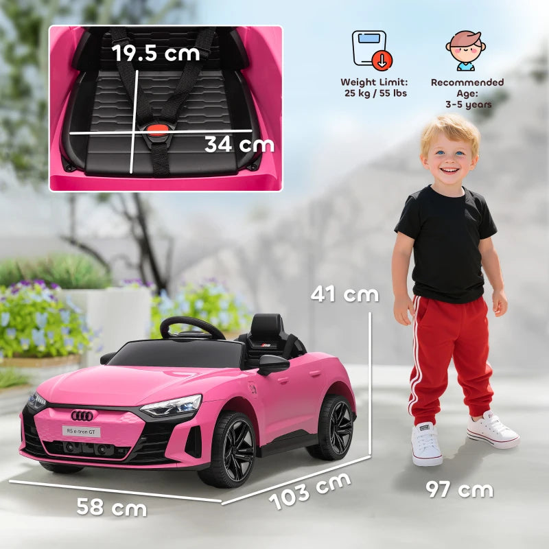 HOMCOM Auto Elettrica per Bambini 3-5 Anni con Telecomando, Sospensioni e Clacson, 103x58x41 cm, Rosa