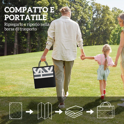 Outsunny Tappeto da Esterno Reversibile con Motivo Geometrico e Borsa Inclusa, 182x274 cm, Grigio e Bianco