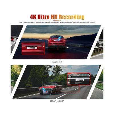 Specchietto Retrovisore, DashCam per Auto, GPS, Anteriore 4K, Posteriore 1080p