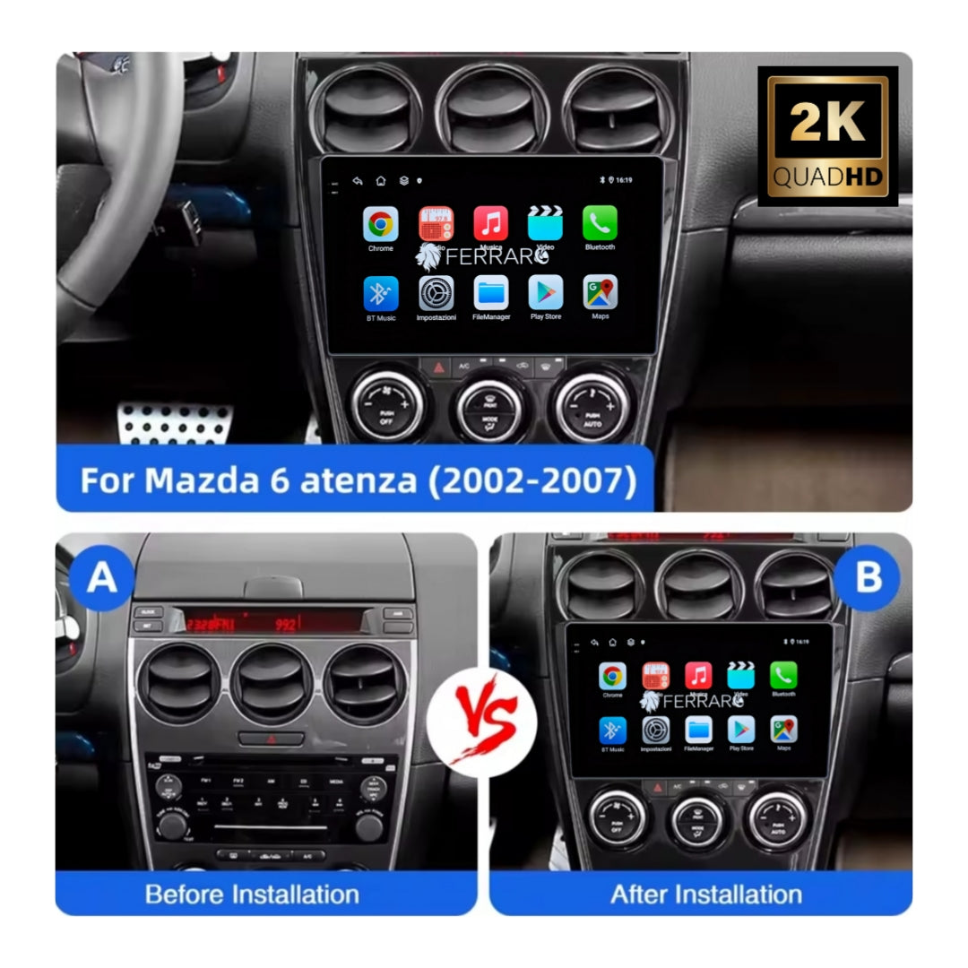 Autoradio per Mazda 6 9" | 2002-2008 | Android | Bluetooth | CarPlay | Android Auto | 12/256GB Ram