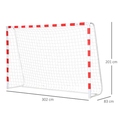 HOMCOM Rete da Calcio, Porta da Calcio e Calcetto in Plastica PE per Adulti e Bambini, 302x83x201cm