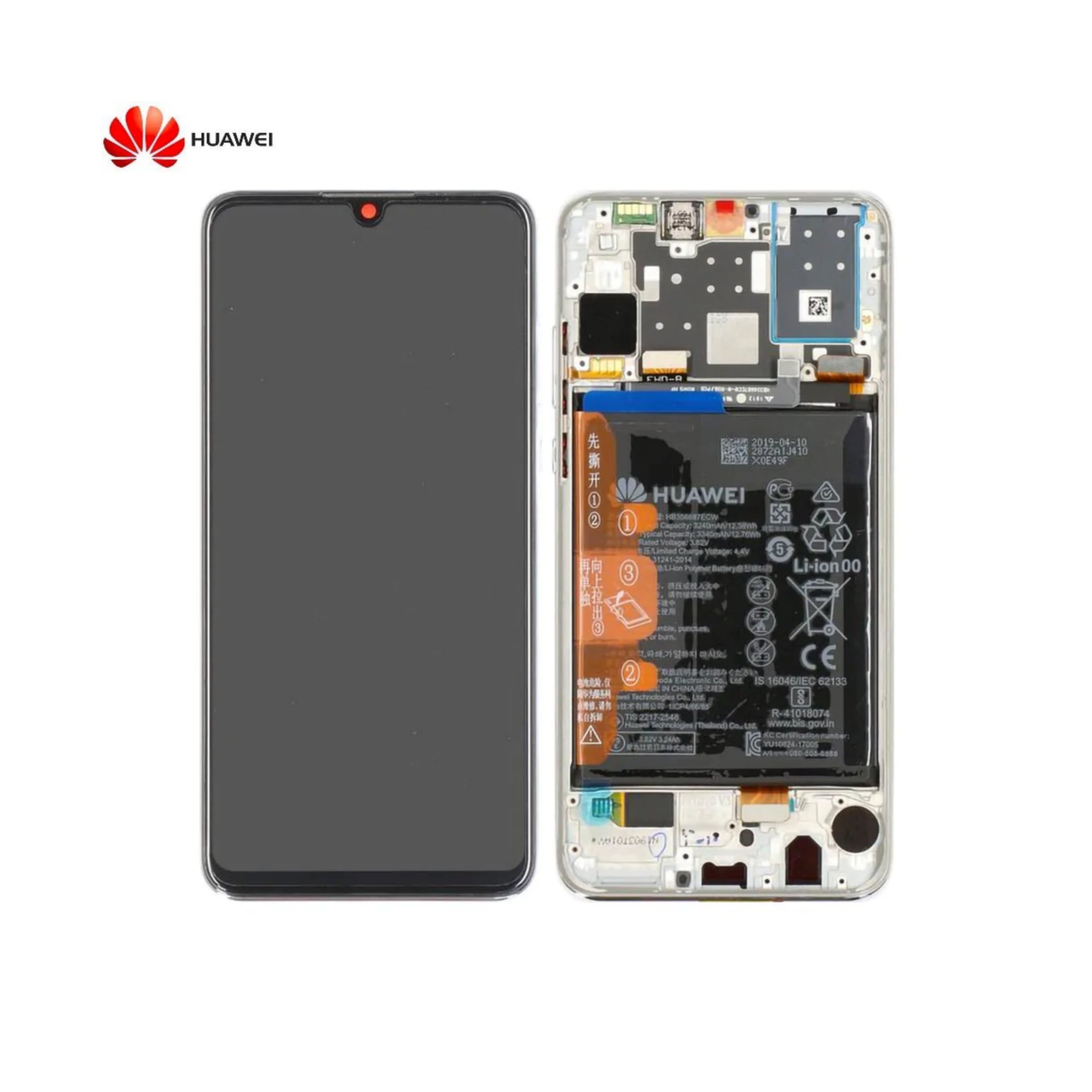 Huawei Display Originale | P30 Lite with Frame and Battery, White 48MP