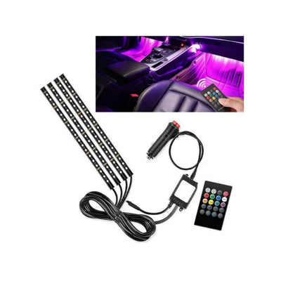 Car Adhesive Ambient Lights - RGB Car Interiors, 4 Light Strips, Adhesive, 72LED, Waterproof Tuning, Music Control