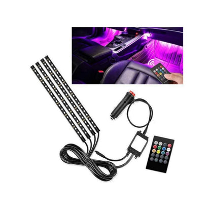 Luci Ambiente Adesiva Auto, Interni Auto RGB, 4 Strip Luminose, Adesive, 72LED, Impermeabile