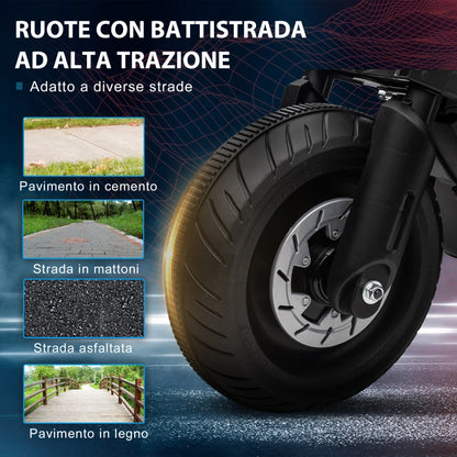 HOMCOM Moto Elettrica per Bambini 3-5 Anni in PP e Metallo con Rotelle, Clacson e Musica, 86x44x58 cm, Nera