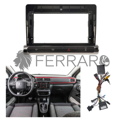Kit Montaggio Autoradio 9"Pollici Citroen C3 (2016-2024) Mascherina, Cablaggio per Autoradio Android