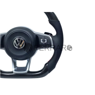 (PRENOTA) Volante per Volkswagen, Carbonio Diagonale, Filo Nero, Punzonatura