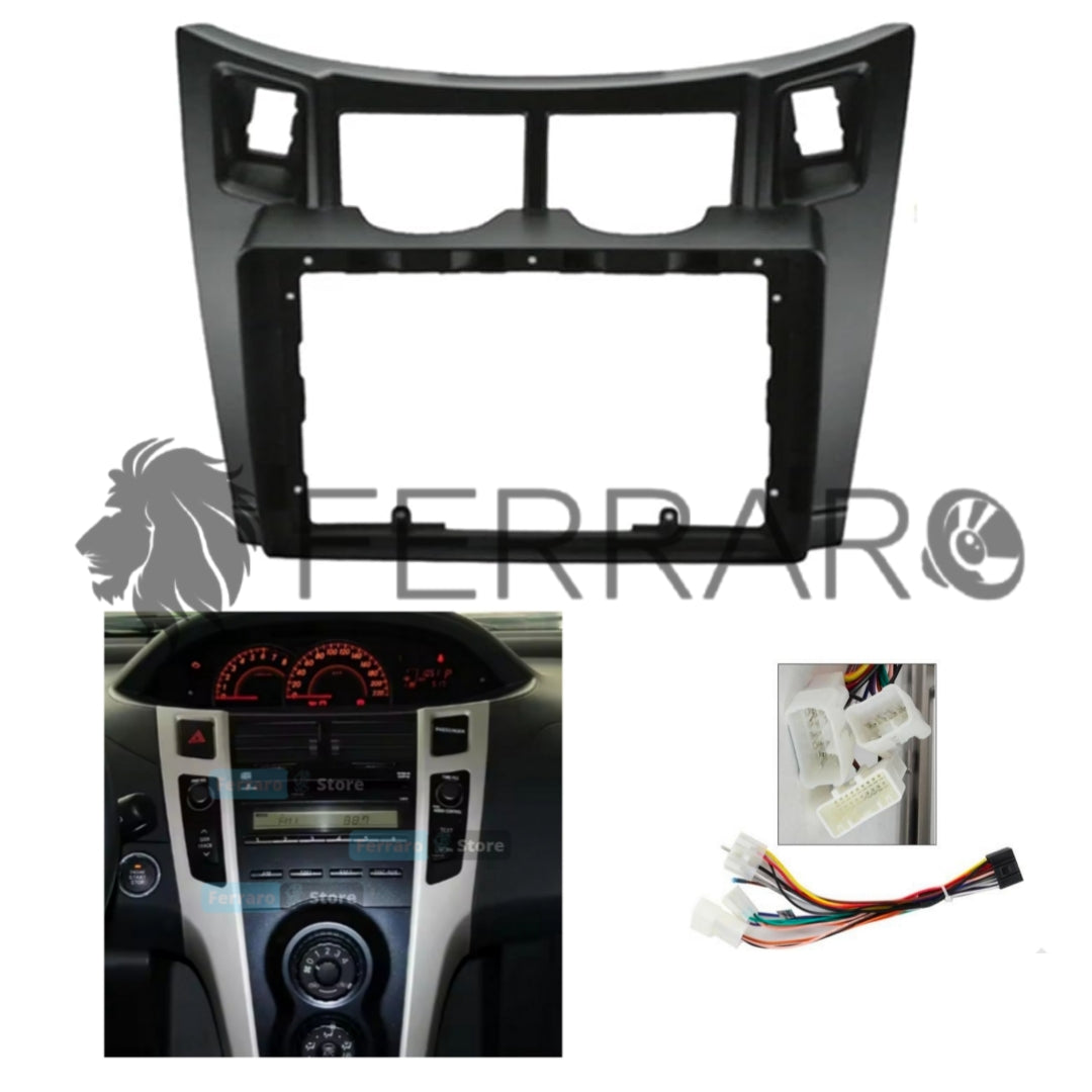 Kit Montaggio Autoradio 9"Pollici Toyota Yaris XP90 (2005-2011), Mascherina, Cablaggio per Autoradio Android