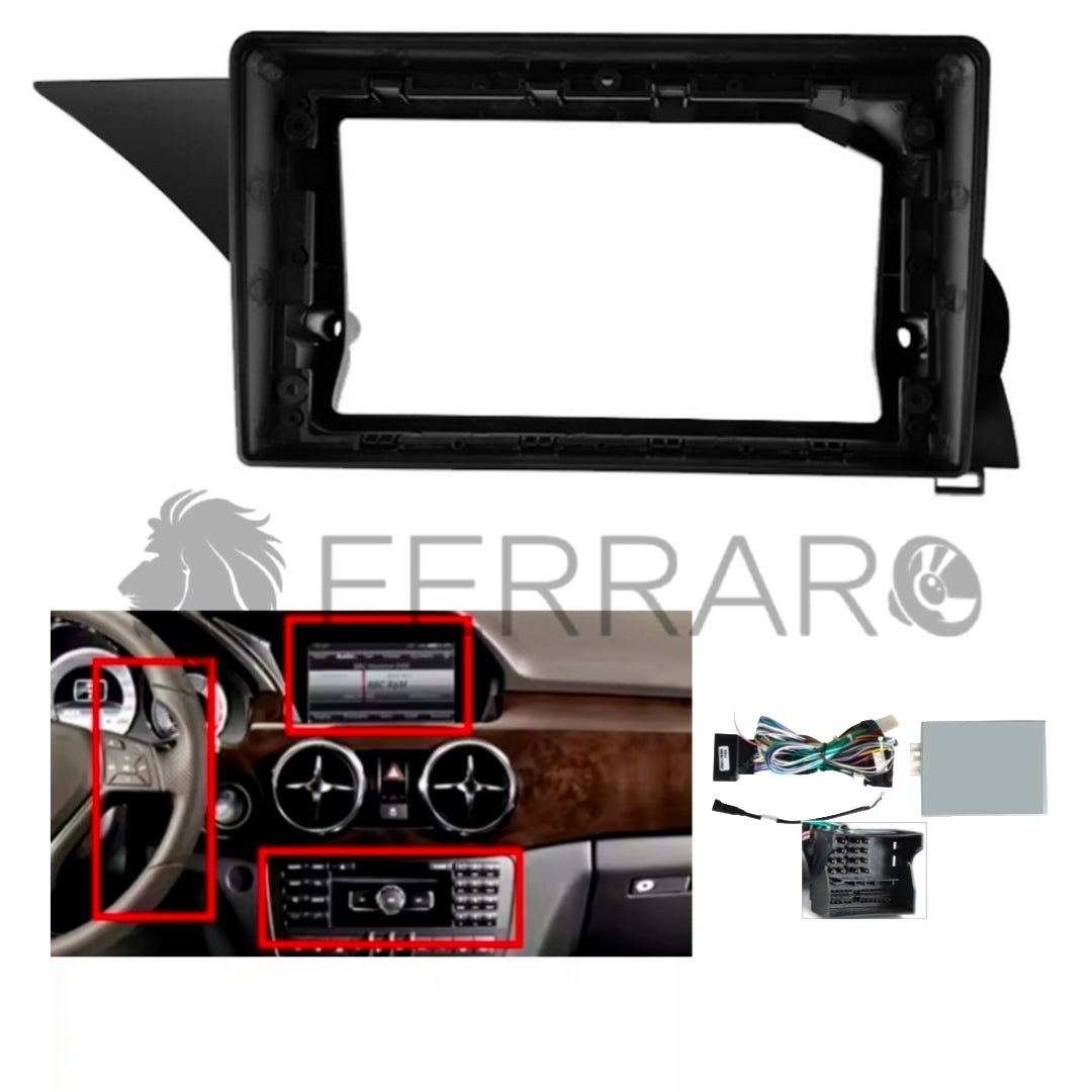 Kit Montaggio Autoradio 9"Pollici Mercedes GLK X204 (2008-2015), Mascherina, Cablaggio per Autoradio Android