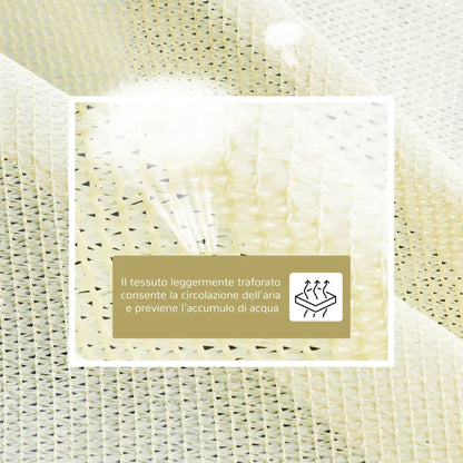 Outsunny Vela Ombreggiante Rettangolare, Impermeabile e Anti-Raggi UV in HDPE, 3x4m, Crema