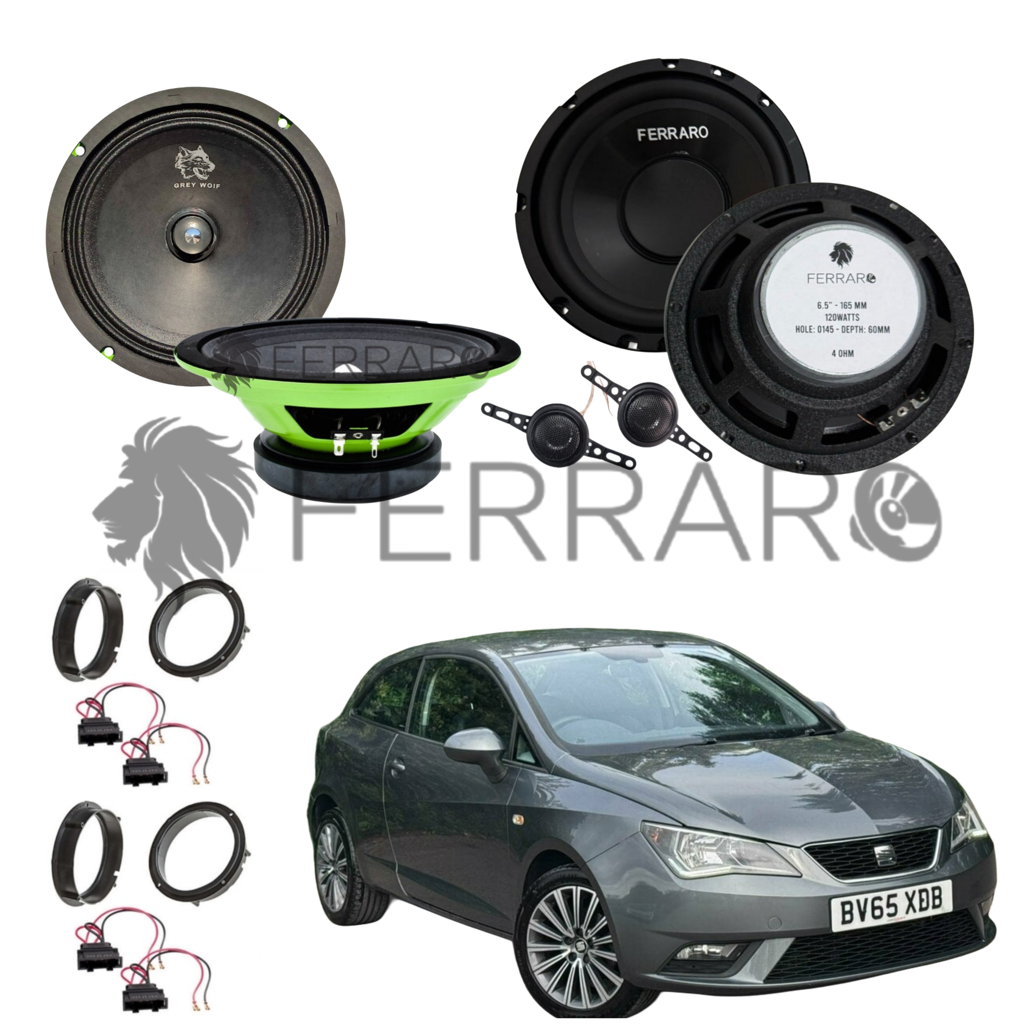 FerraroStore Kit 6 Altoparlanti | PV165.3 | ASK-165.2 | Ant/Post | Seat Ibiza 6J | IV (2009-2018)