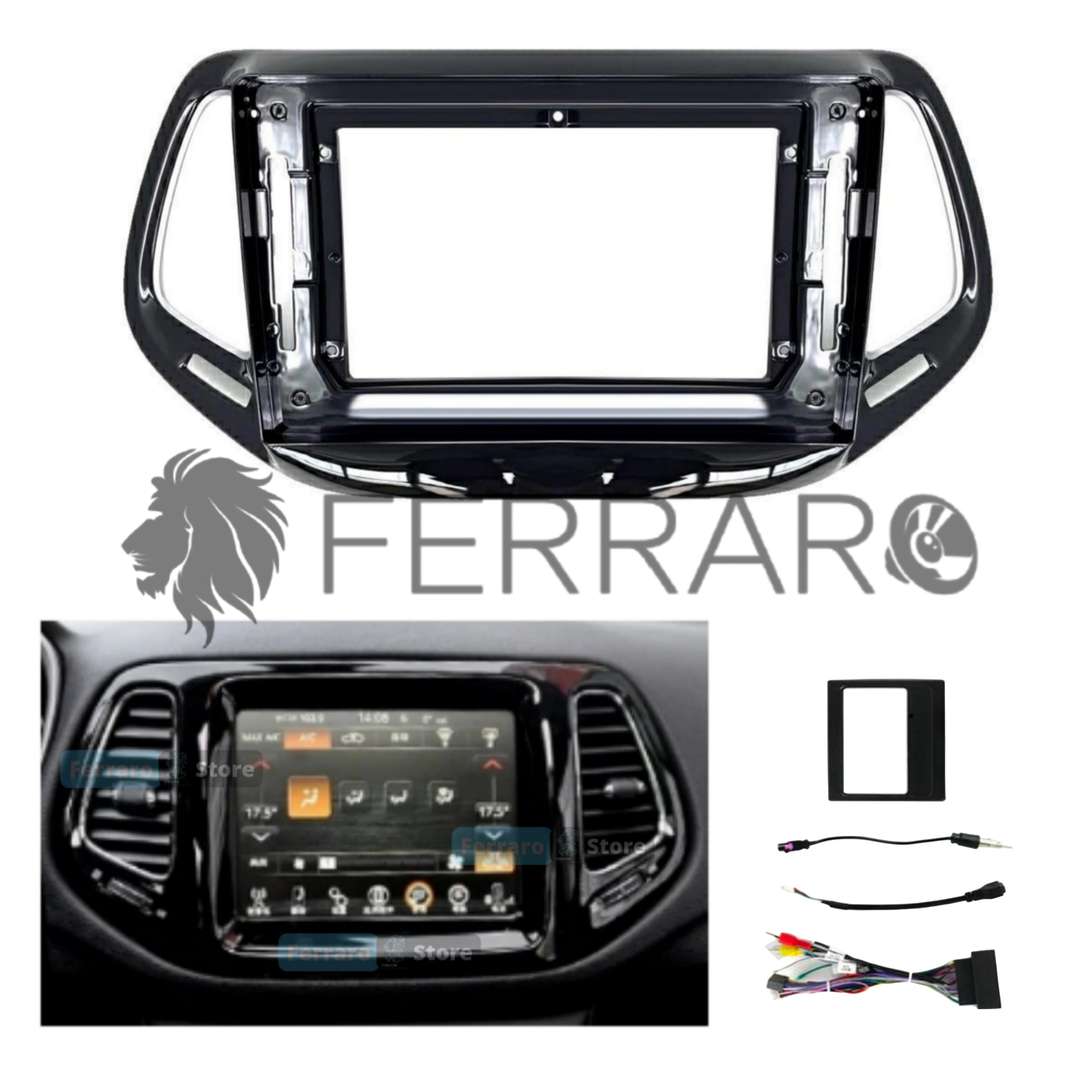Kit Montaggio Autoradio 10.1"Pollici Jeep Compass (Dal 2017>) Mascherina, Cablaggio Autoradio Android