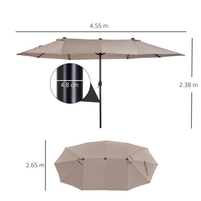 Outsunny Ombrellone da Giardino Doppio con Apertura a Manovella, in Acciaio e Poliestere, 460x270x240 cm