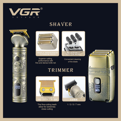 VGR Kit 2-1 Combo, Trimmer, Shaver, Accessori V-649