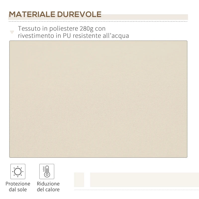 Outsunny Tenda da Sole per Esterno a Bracci Avvolgibile con Apertura a Manovella, 360x250 cm, Crema