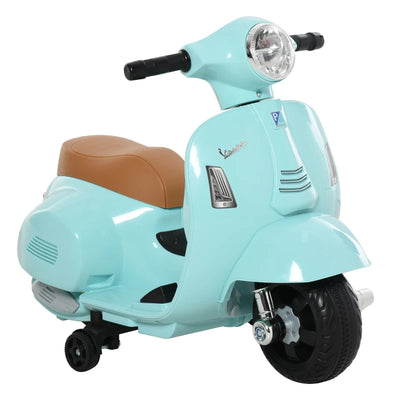 HOMCOM Moto Elettrica per Bambini Licenza Ufficiale Vespa Batteria 6V, Fari e Clacson, Età 18-36 mesi, Verde