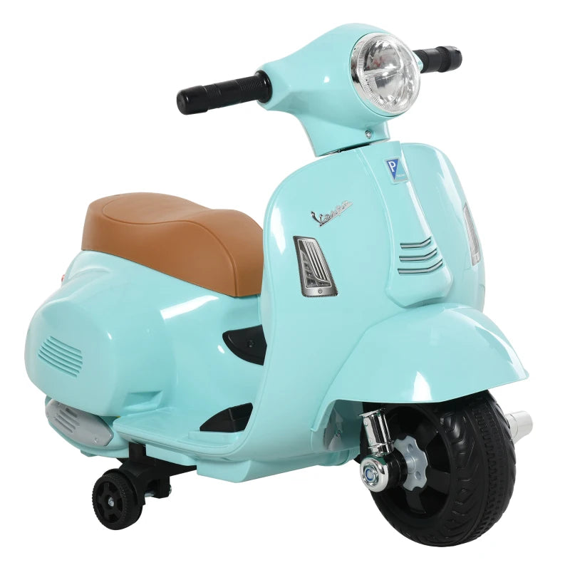 HOMCOM Moto Elettrica per Bambini Licenza Ufficiale Vespa Batteria 6V, Fari e Clacson, Età 18-36 mesi, Verde