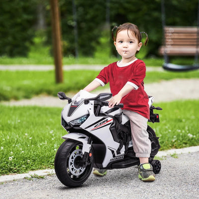 HOMCOM Moto Elettrica per Bambini con Licenza HONDA, Batteria 6V Ricaricabile, Velocità 3km/h, Bianco