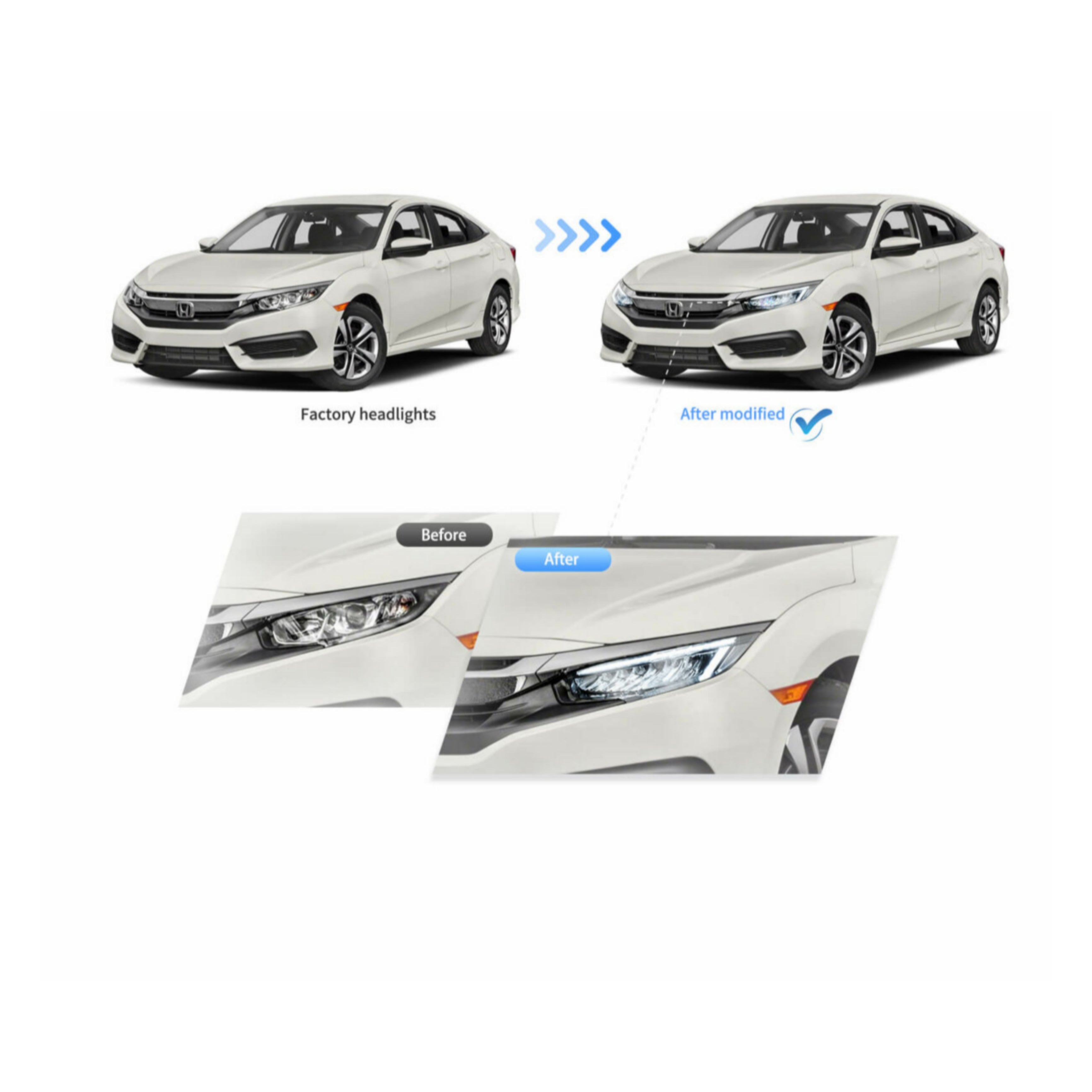 Fanali Anteriore Completo per Honda Civic 10ª (2016-2021) a LED