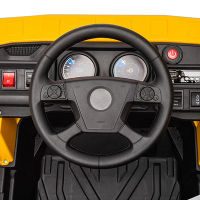 AIYAPLAY Camion per Bambini 3-5 Anni con Motore 12V, Macchina Elettrica per Bambini con Musica e Fari, Giallo