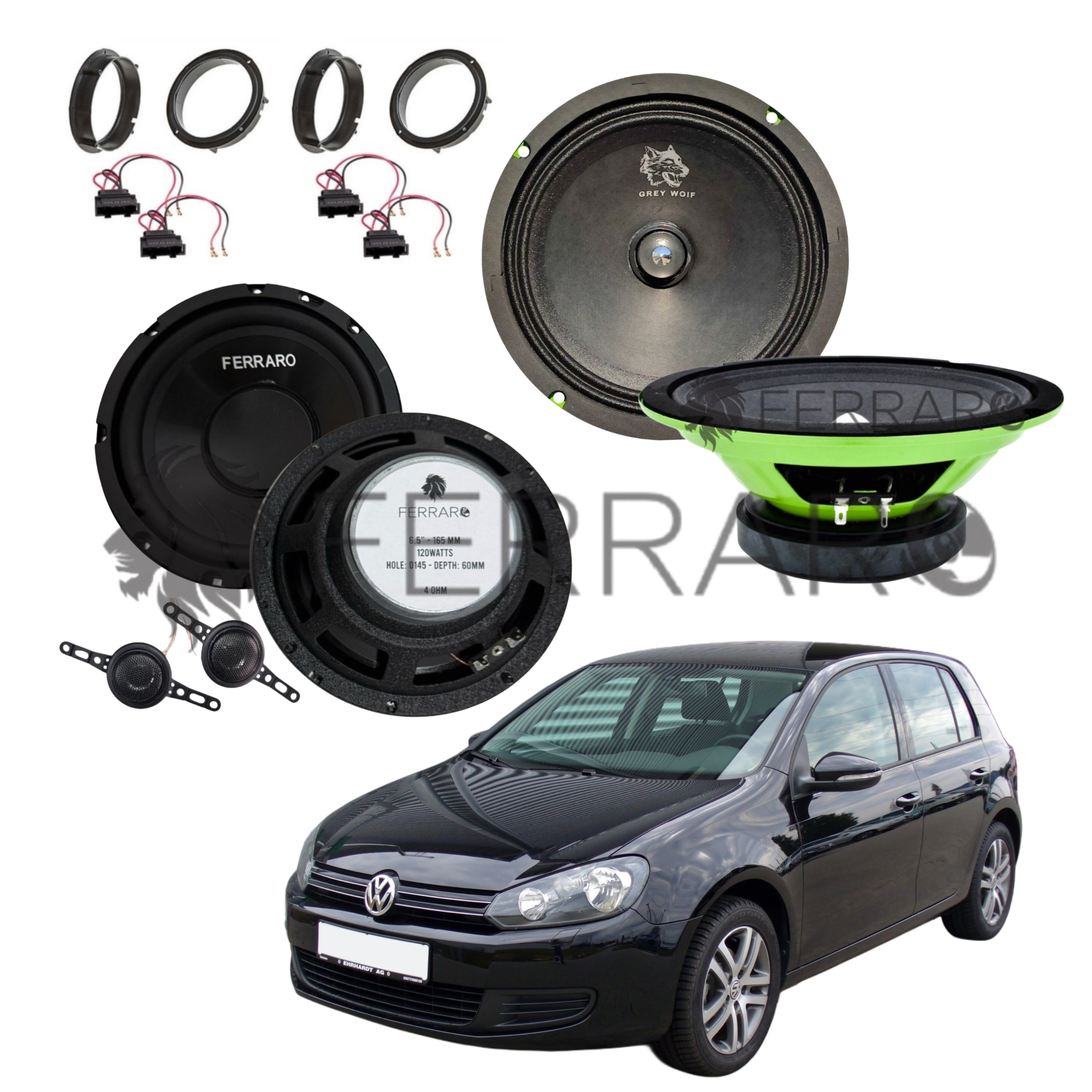 FerraroStore Kit 6 Altoparlanti | PV165.3 | ASK-165.2 | Ant/Post | VW Golf 6ª Serie dal 2008>