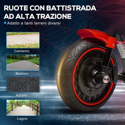 HOMCOM Moto Elettrica per Bambini 18-36 Mesi con Rotelle e Fanale, 76x42x57 cm, Rosso e Nero