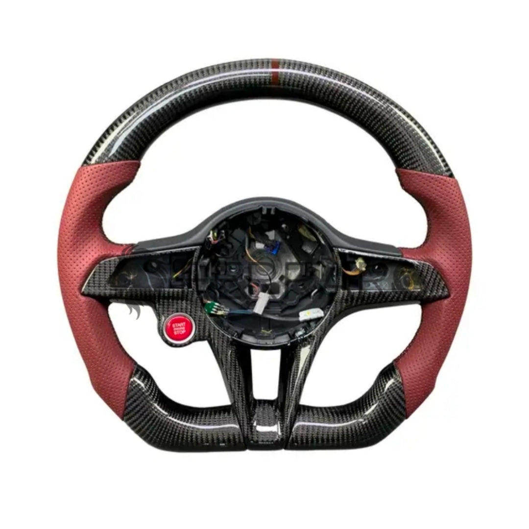 Volante Sportivo per Alfaromeo Giulia, Stelvio, Carbonio, Customizzato in Pelle