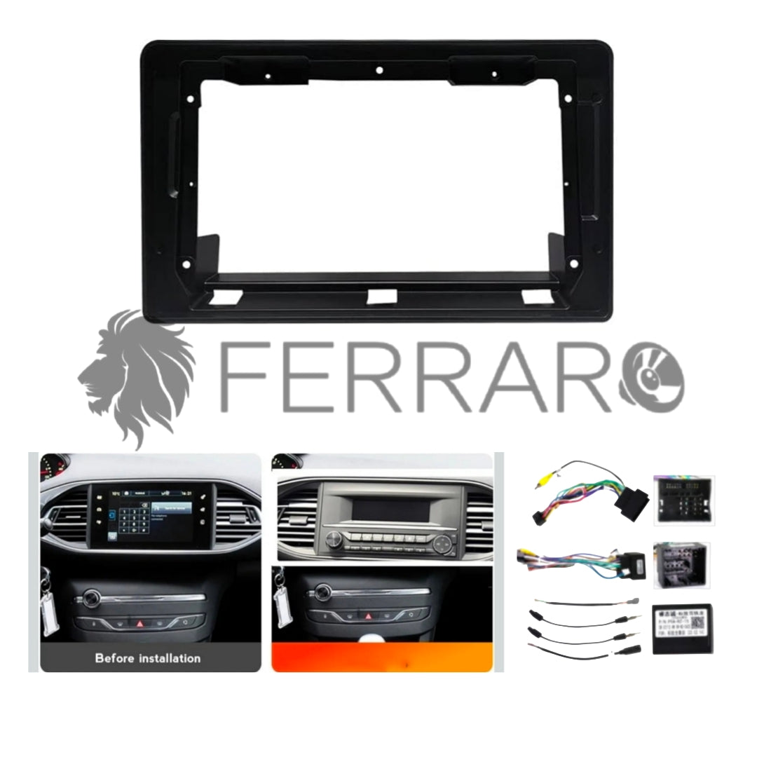 Kit Montaggio Autoradio 9"Pollici Peugeot 308 (2013-2021) Mascherina, Cablaggio Autoradio Android