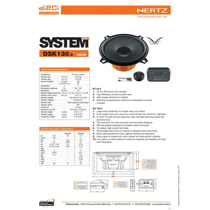 Hertz Kit 6 Casse | DCX 130.3 | DSK 130.3 | Ant/Post | Renault Clio 2ª/3ª Serie