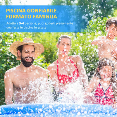 Outsunny Piscina Gonfiabile per 3-4 Persone in PVC con Pompa Manuale, Φ274x76cm, Blu