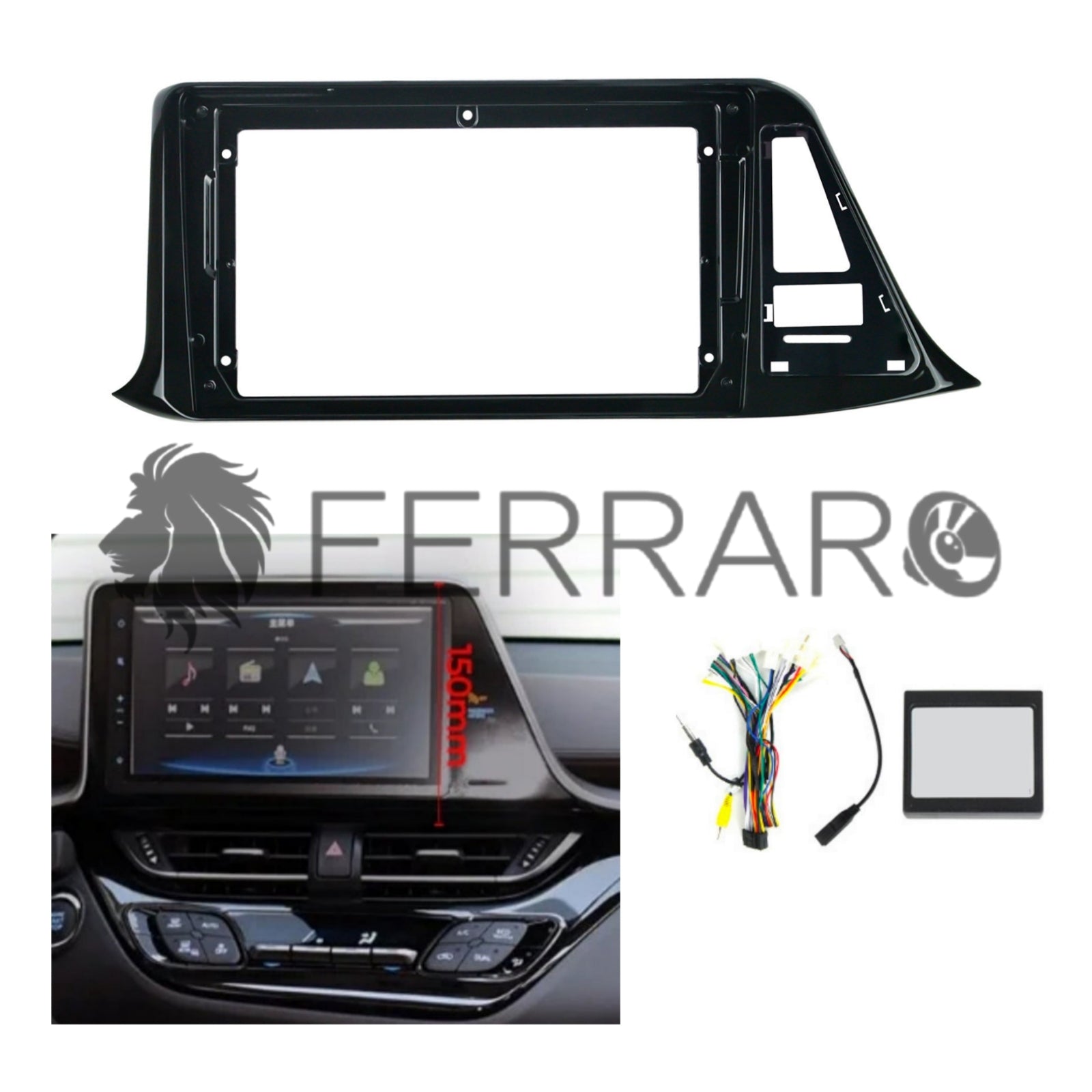 Kit Montaggio Autoradio 9"Pollici Toyota CH-R (2016-2023), Mascherina, Cablaggio per Autoradio Android