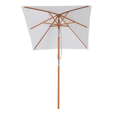 Outsunny Ombrellone da Giardino Inclinabile 2x1.5m a 6 Stecche con Palo in Legno di Abete e Corda, Beige