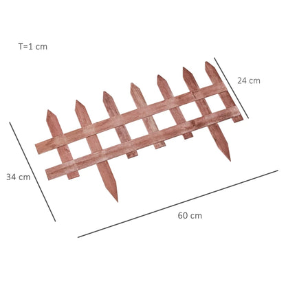 Outsunny Staccionata in Legno di Pino da 12 Pezzi per Aiuole, Giardino e Orto, Altezza 34cm