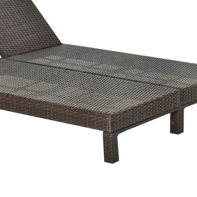Outsunny Lettino Prendisole a 2 Posti, Sdraio in Acciaio e Rattan, Schienale Regolabile, 196 x 120 x 28cm Marrone e Bianco Crema