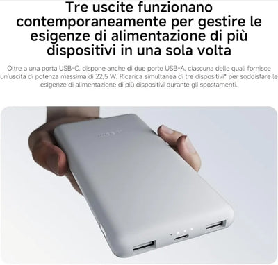 Xiaomi PowerBank 22.5W, 10000 mAh, Lite-Ricarica Rapida, Bianco
