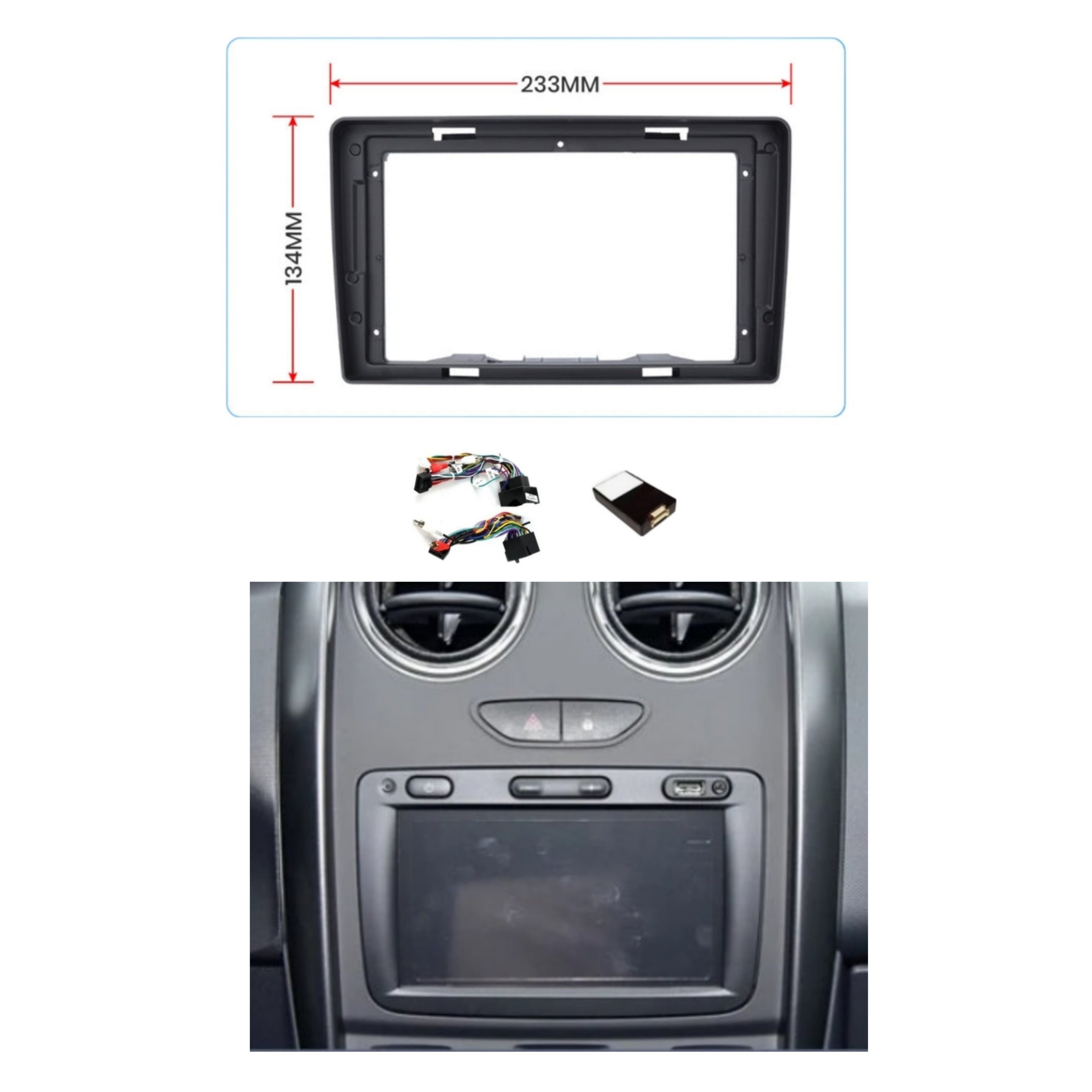 Kit Montaggio Autoradio 9"Pollici Dacia Duster (2015-2020) Mascherina, Cablaggio Autoradio Android