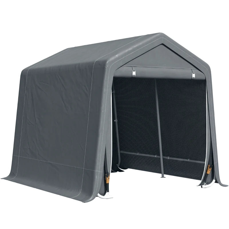Outsunny Tendone Garage per Auto, Moto e Attrezzi in Metallo e Tessuto PE, 280x240x240cm, Grigio